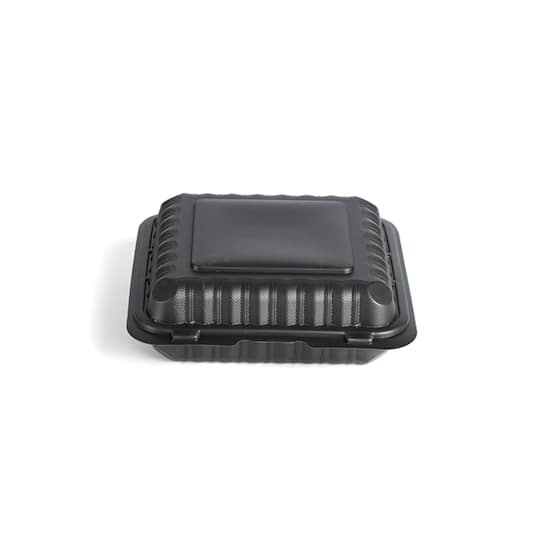 9" Black Single-Compartment Clamshell Take Out Containers, 150ct.